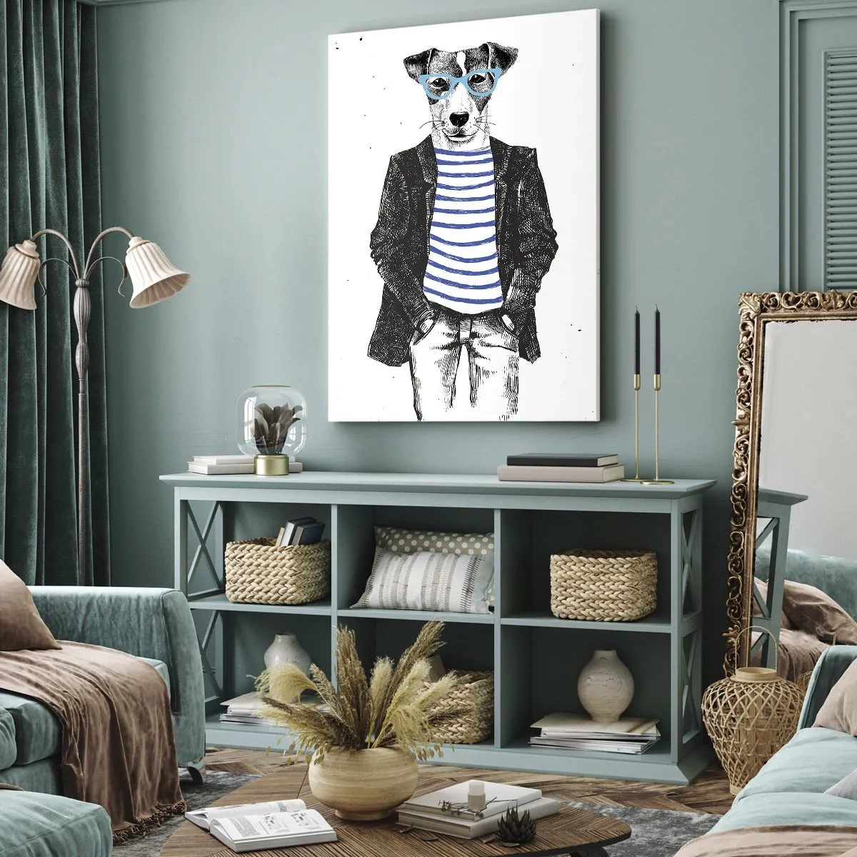 Quadro em tela - O charme do cão - 50x70 cm