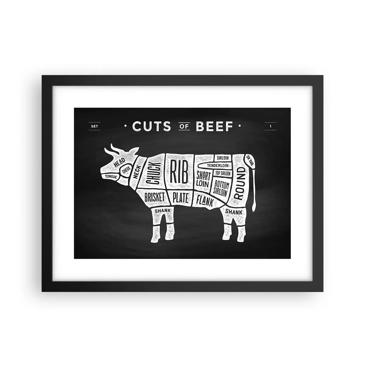 Pôster com moldura preta - Cartilha do talhante - 40x30 cm