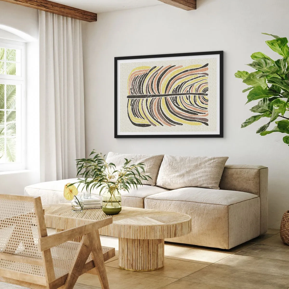 Pôster com moldura preta - Abstração cheia de vida - 70x50 cm