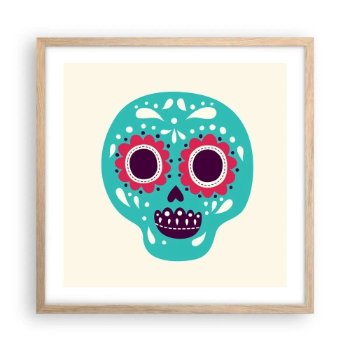 Pôster com moldura de carvalho claro - Vida – diversão até a morte - 50x50 cm