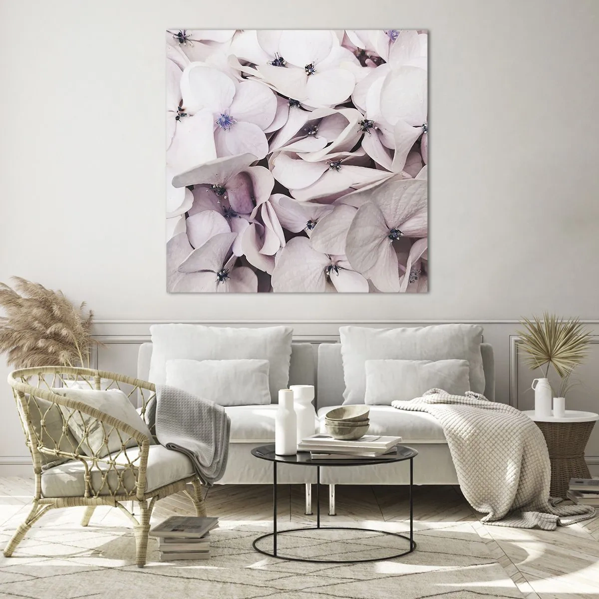 Quadro em vidro - Em uma inundação de flores - 40x40 cm