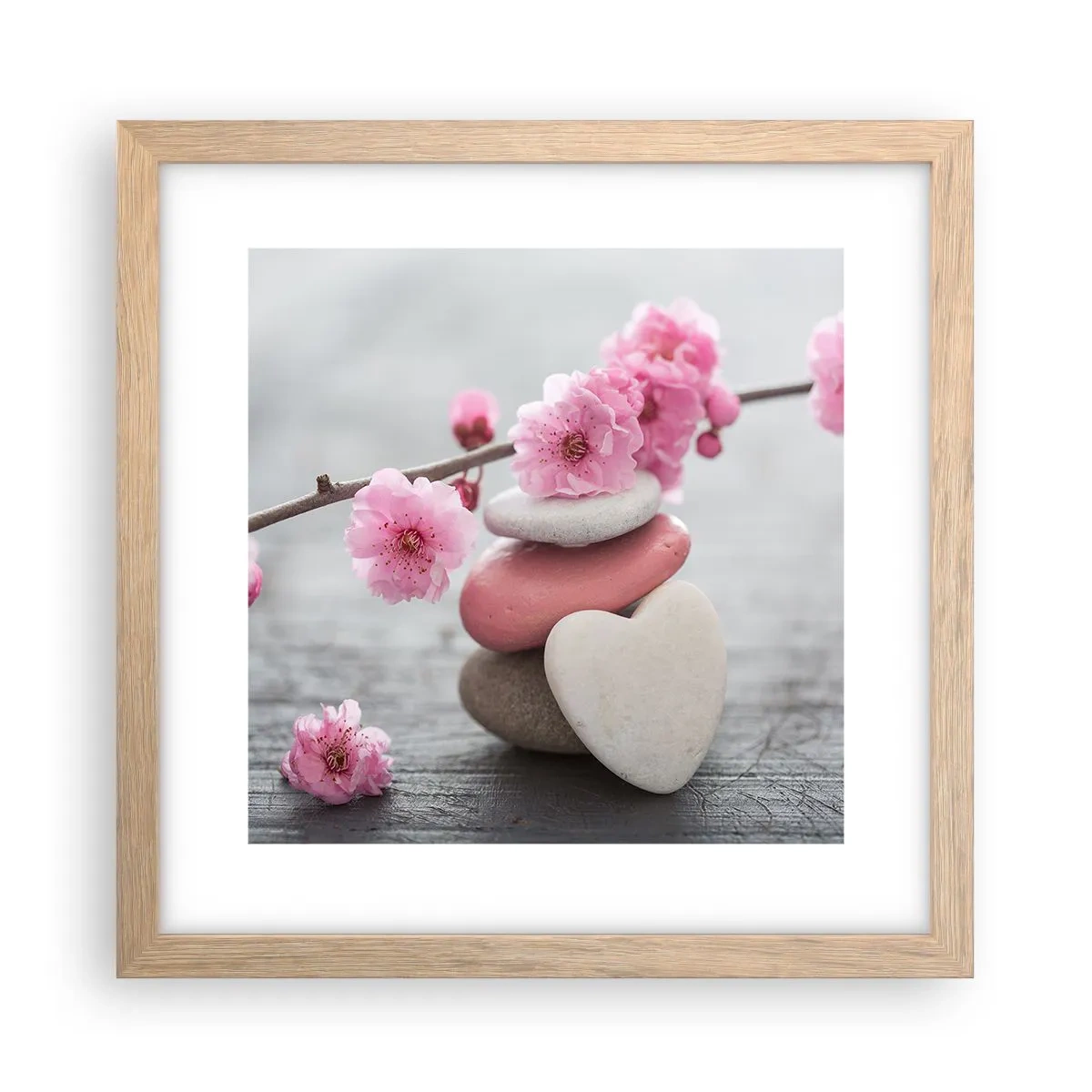 Pôster com moldura de carvalho claro - Flor de cerejeira - 30x30 cm