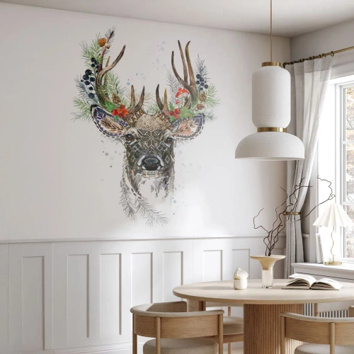 Papel de Parede Premium Canvas - Num manto festivo - Abstração, Cervo, Rena - 250x175 cm