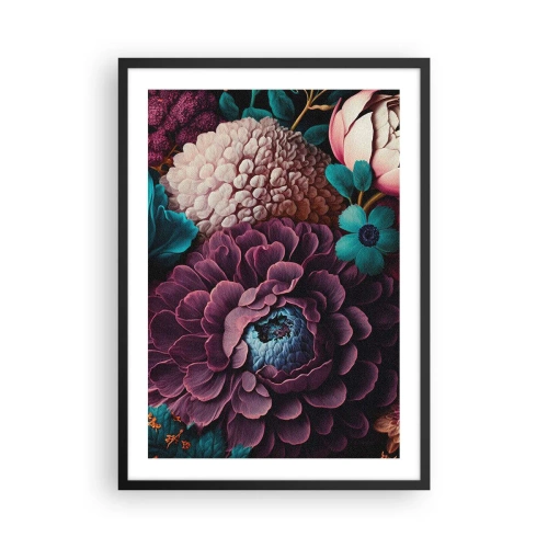 Pôster com moldura preta - Um arranjo de flores em tons profundos - 50x70cm - Natureza em abundância - Decoração de parede moderna para a sala de estar e quarto ARTTOR