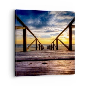 Quadro em tela - Direto para a praia tranquila ao pôr do sol - 30x30 cm