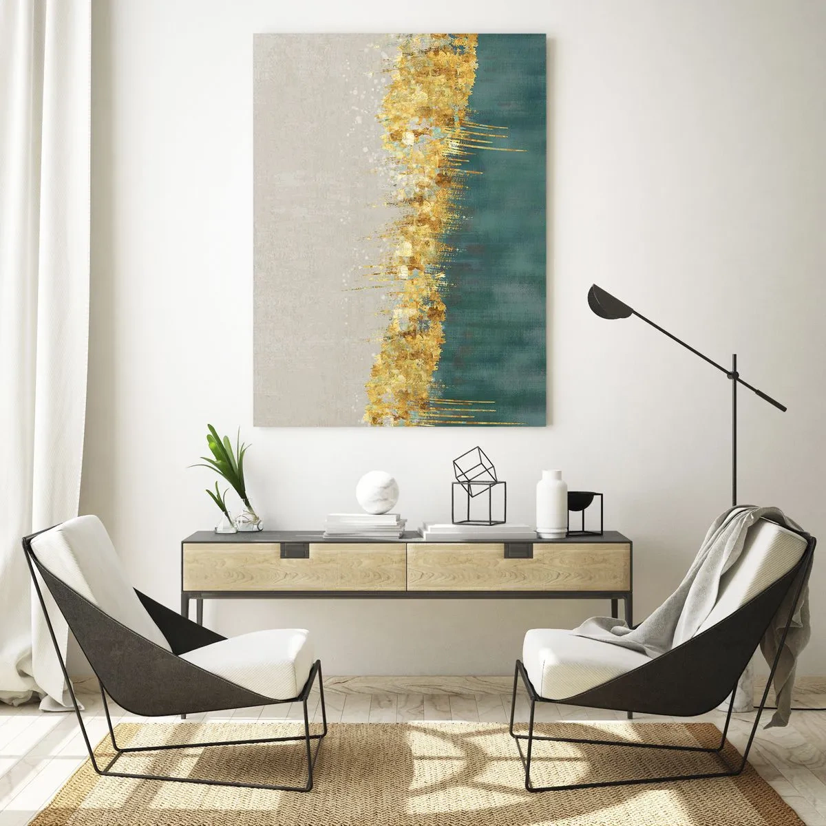 Quadro em vidro - A fronteira dourada - 50x70 cm