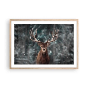 Pôster com moldura de carvalho claro - O rei coroado da floresta  - 70x50 cm