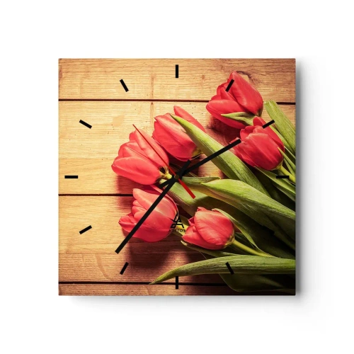 Relógio de parede - Relógio em vidro - Declaração de primavera - 40x40 cm