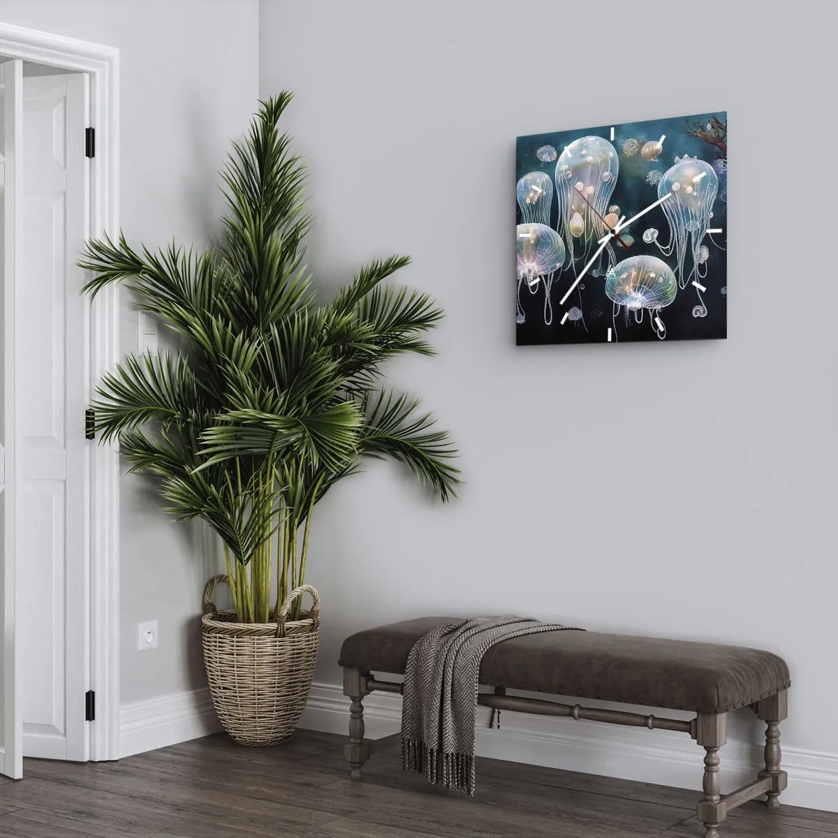 Relógio de parede - Relógio em vidro - Bola Subaquática - 40x40 cm