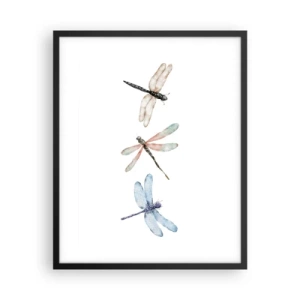 Pôster com moldura preta - Libélulas sem peso - 40x50 cm