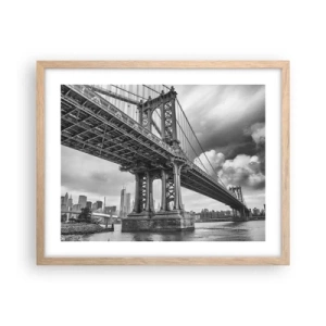 Pôster com moldura de carvalho claro - Ao coração da cidade - 50x40 cm