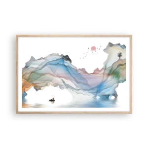 Pôster com moldura de carvalho claro - Em direção às montanhas de cristal - 91x61 cm
