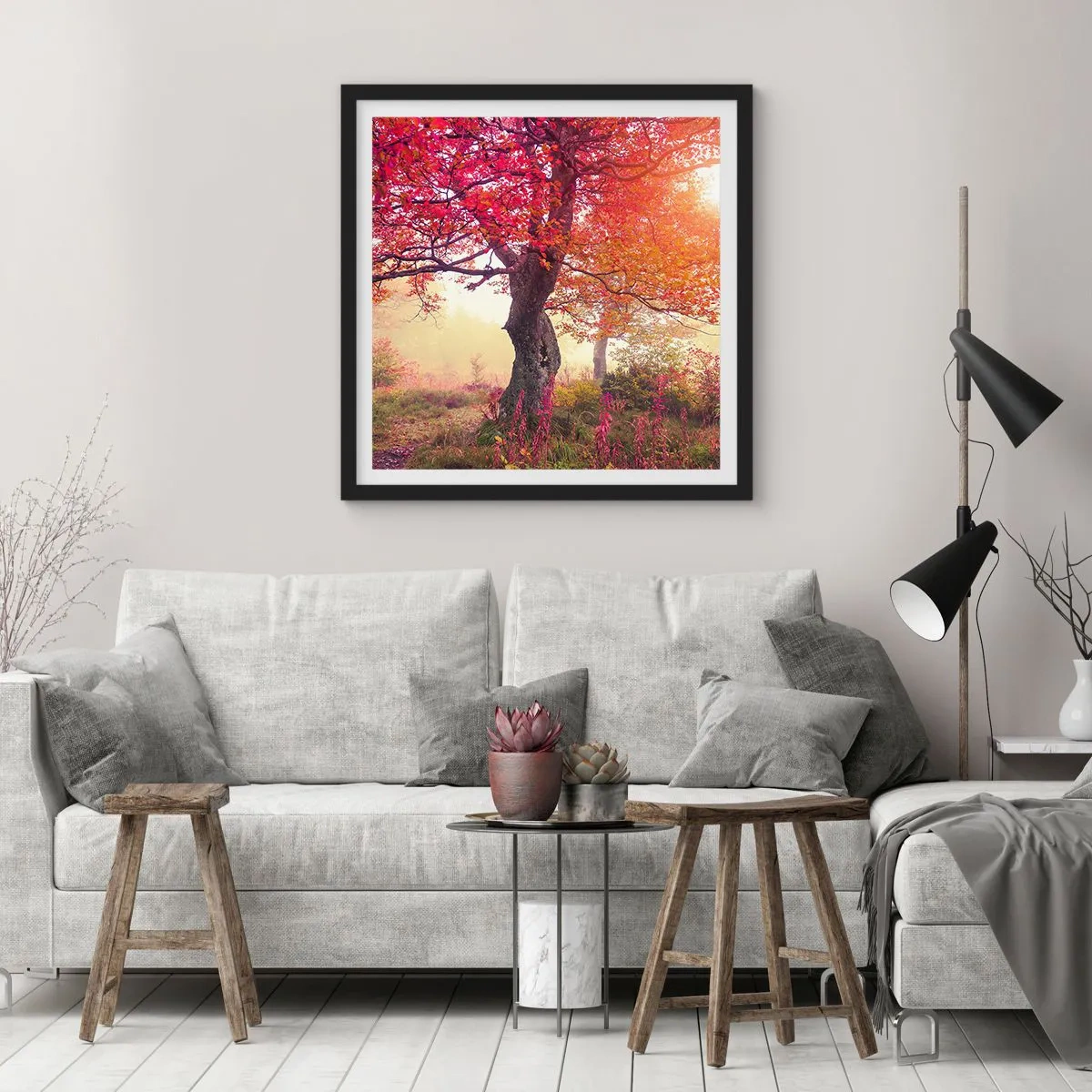 Pôster com moldura preta - Um frenesi de florescimento - 40x40 cm