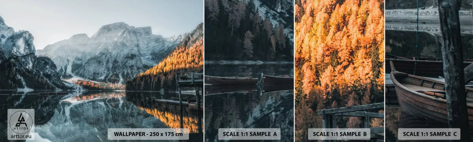 Amostra de Papel de Parede Standard Eco - Paisagem espelhada - Paisagem, Montanhas, Lago - 100x30 cm