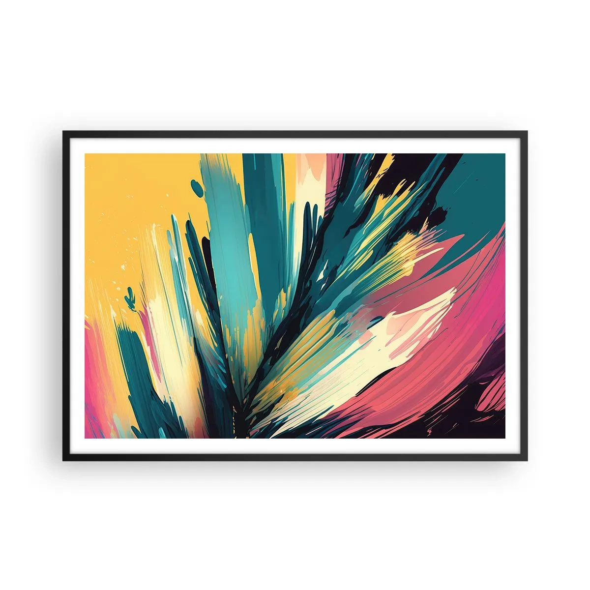 Pôster com moldura preta - Composição – uma explosão de alegria - 100x70 cm