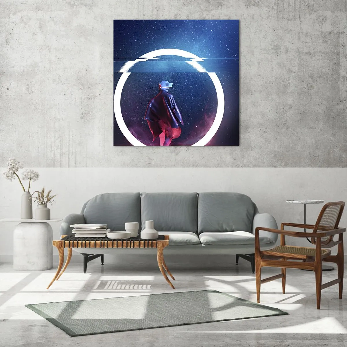 Quadro em vidro - Entre Mundos - 60x60 cm