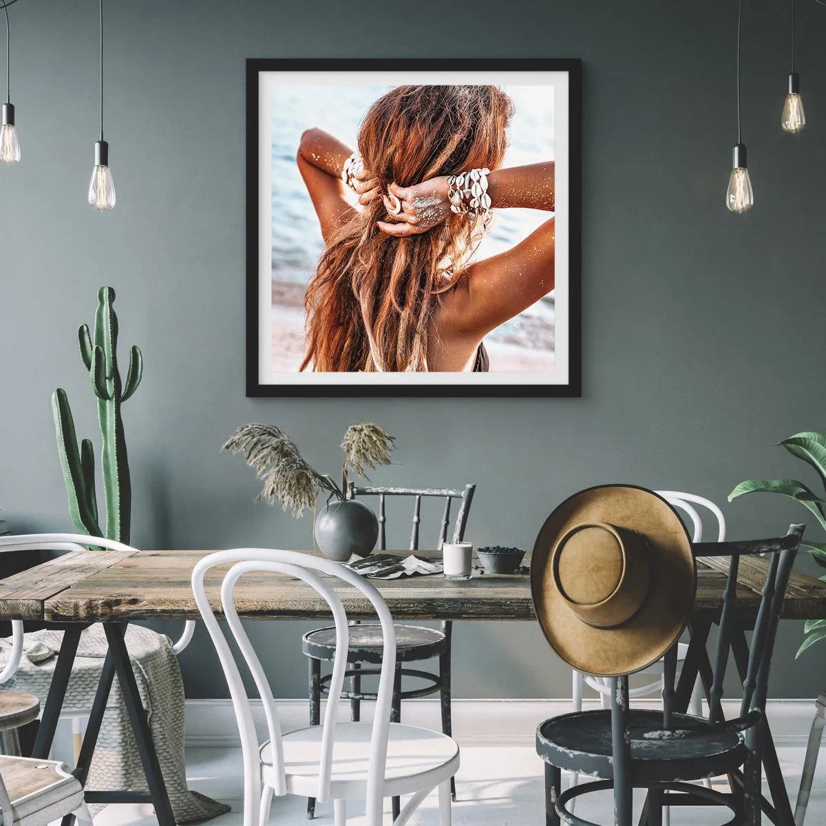 Pôster com moldura preta - Irmã da água e do sol - 40x40 cm