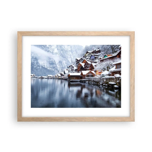 Pôster com moldura de carvalho claro - Na decoração de inverno - 40x30 cm