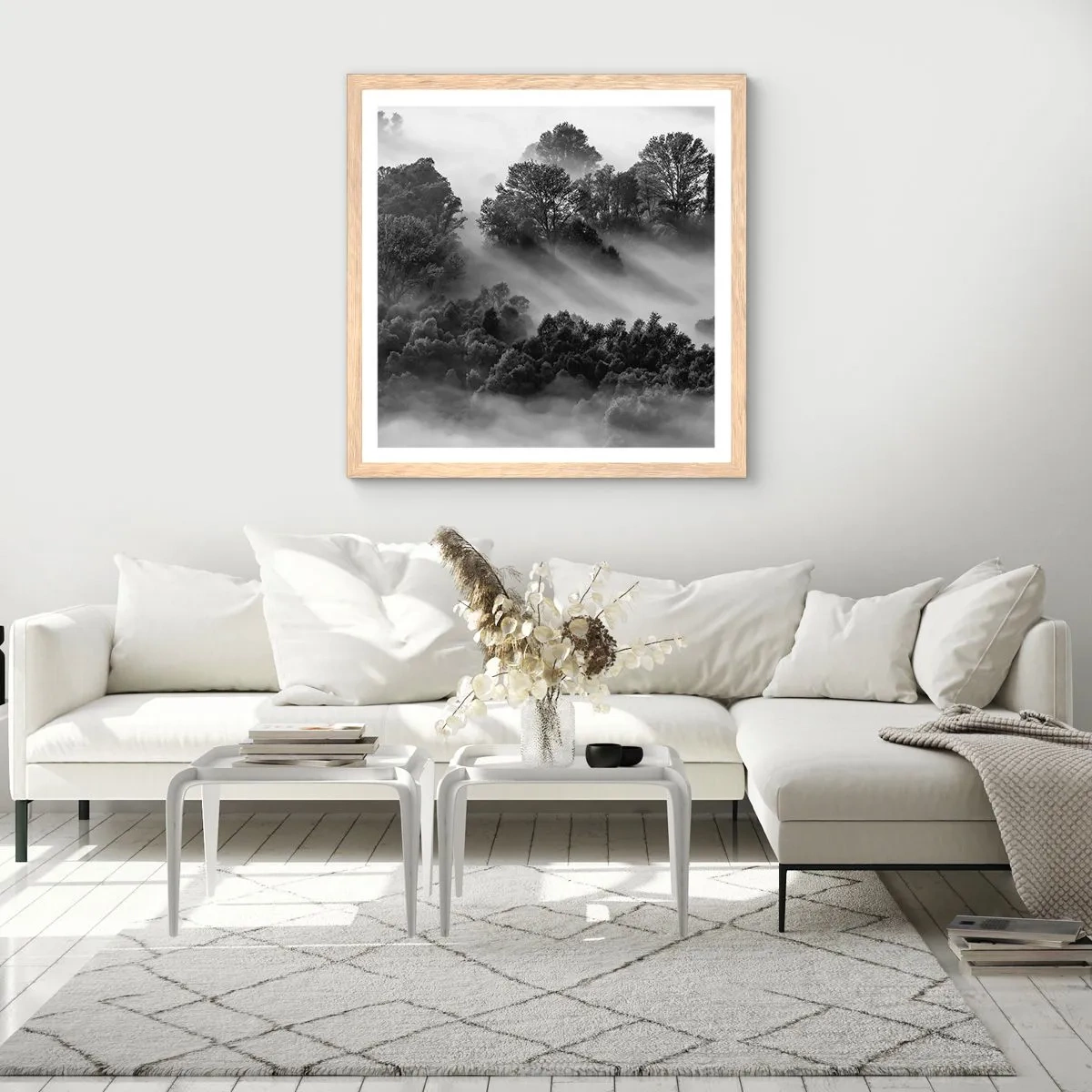 Pôster com moldura de carvalho claro - Levantar-se do sono - 30x30 cm