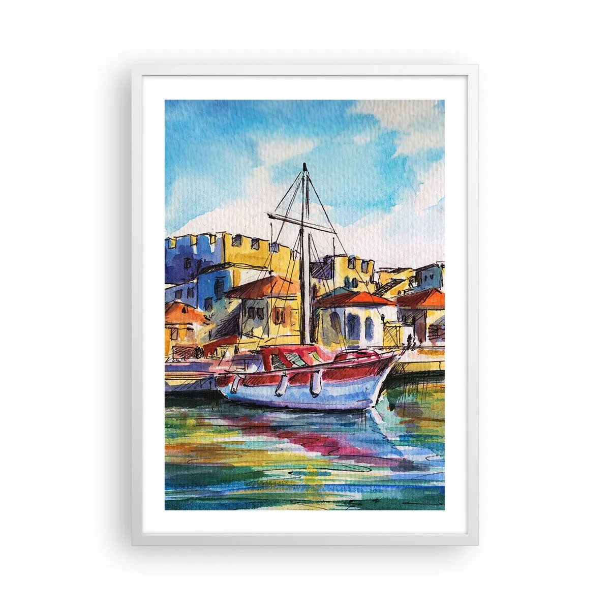 Pôster em moldura branca - Tarde de arco-íris - 50x70 cm