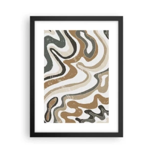 Pôster com moldura preta - Meandros de cores da terra - 30x40 cm