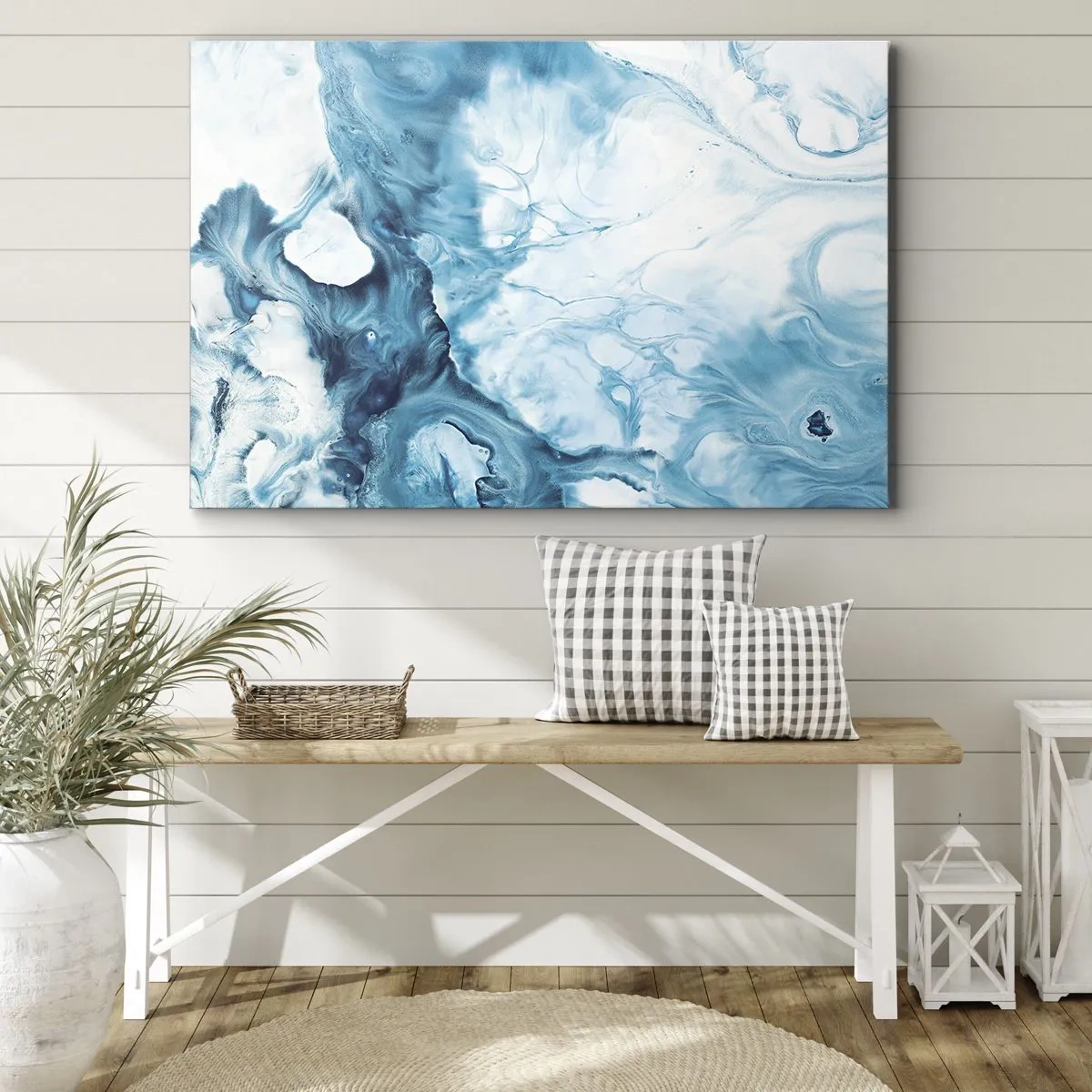 Quadro em tela - Padrão abstrato em tons de azul - 70x50cm - Concerto Azul - Decoração de parede moderna para a sala de estar e quarto ARTTOR