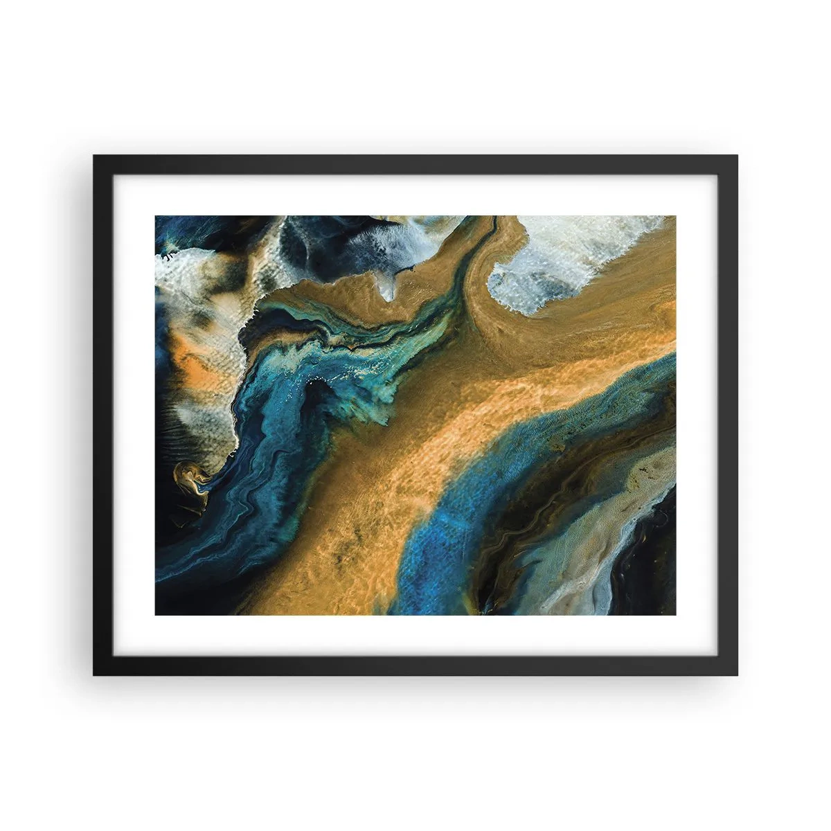 Pôster com moldura preta - Azul – amarelo – influências mútuas - 50x40 cm