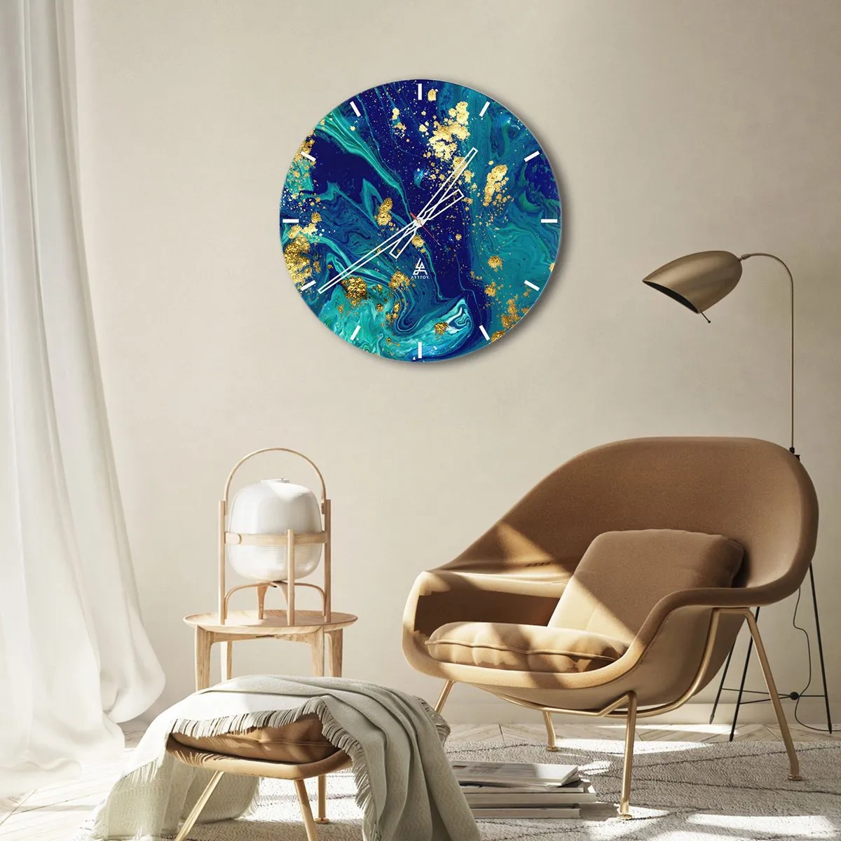 Relógio de parede - Relógio em vidro - Flocos de sol - 40x40 cm