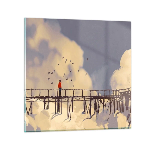 Quadro em vidro - Saudade azul - 30x30 cm