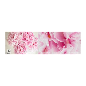 Amostra de papel de parede Premium Canvas - Em esplendor rosa - Peônias, Buquê de flores, Flores - 100x30 cm