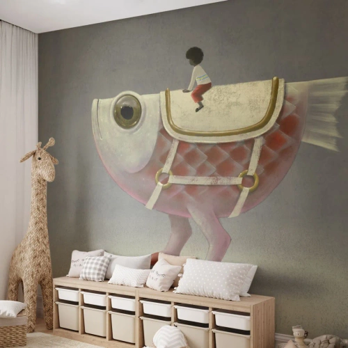 Papel de Parede Autocolante Deluxe Sticker - O cavaleiro Peixoso - Abstração, Peixe, Para crianças - 350x256 cm