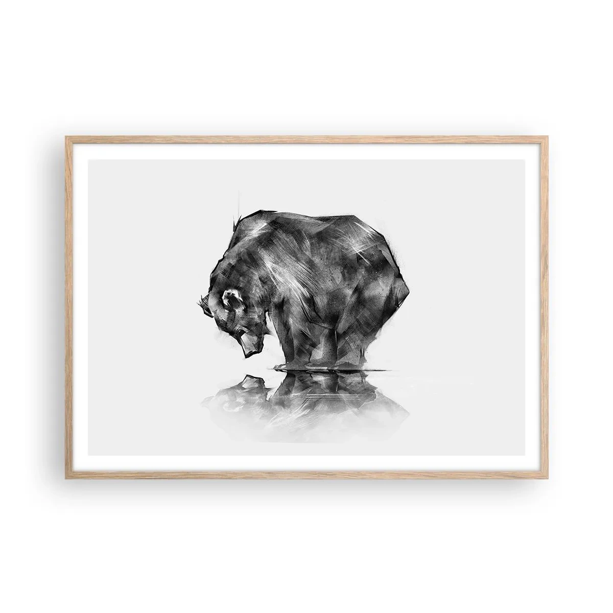 Pôster com moldura de carvalho claro - É bom ver alguém próximo - 100x70 cm