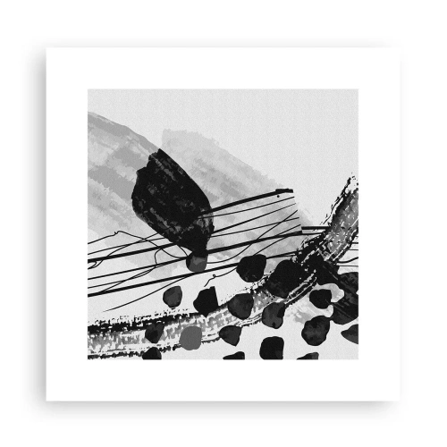 Pôster - Abstração orgánica em preto e branco - 30x30 cm