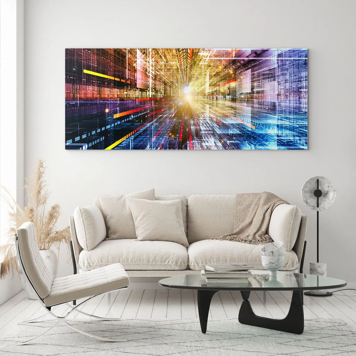 Quadro em vidro - Corredor de luz - 90x30 cm