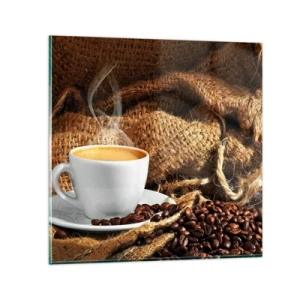 Quadro em vidro - O cheiro de moka e a densidade do líquido de mel - 30x30 cm