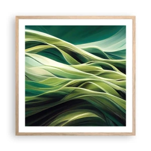 Pôster com moldura de carvalho claro - Jogo verde abstrato - 60x60 cm