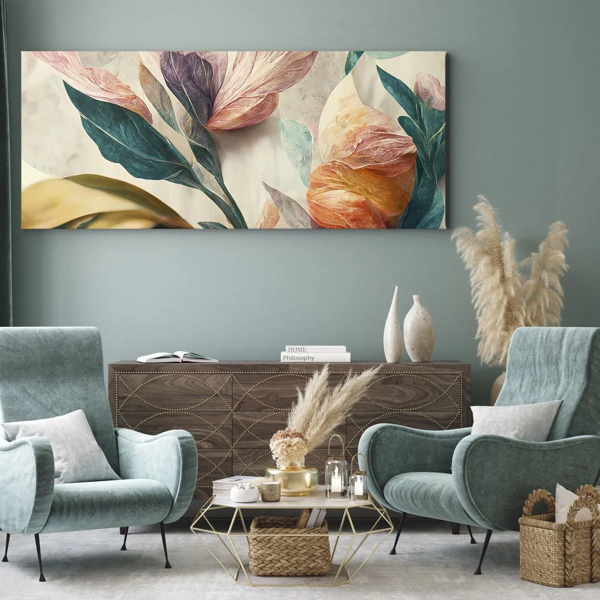 Quadro em tela - Flores das ilhas do sul - 100x40 cm