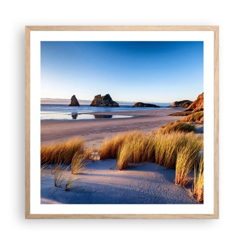 Pôster com moldura de carvalho claro - Para quem busca a paz - 60x60 cm