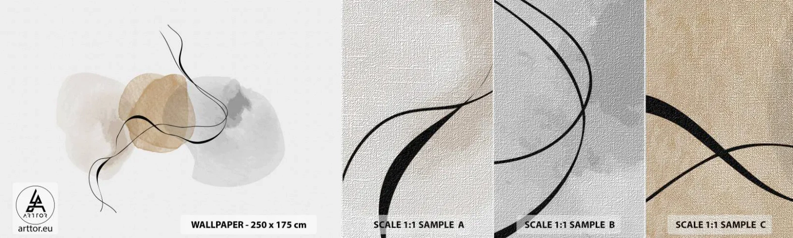 Amostra de papel de parede Premium Canvas - Contas ao vento - Abstração, Pedaço, Padrão Moderno - 100x30 cm