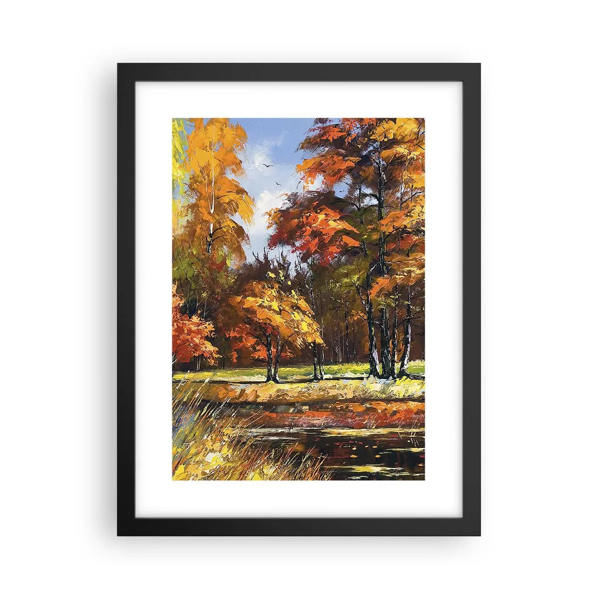 Pôster com moldura preta - Paisagem em ouro e bronze - 30x40 cm