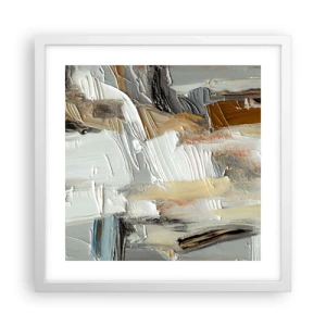 Pôster em moldura branca - Camadas coloridas - 40x40 cm