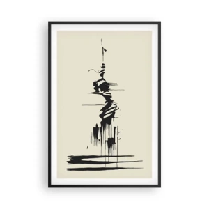 Pôster com moldura preta - Abstração apressada - 61x91 cm