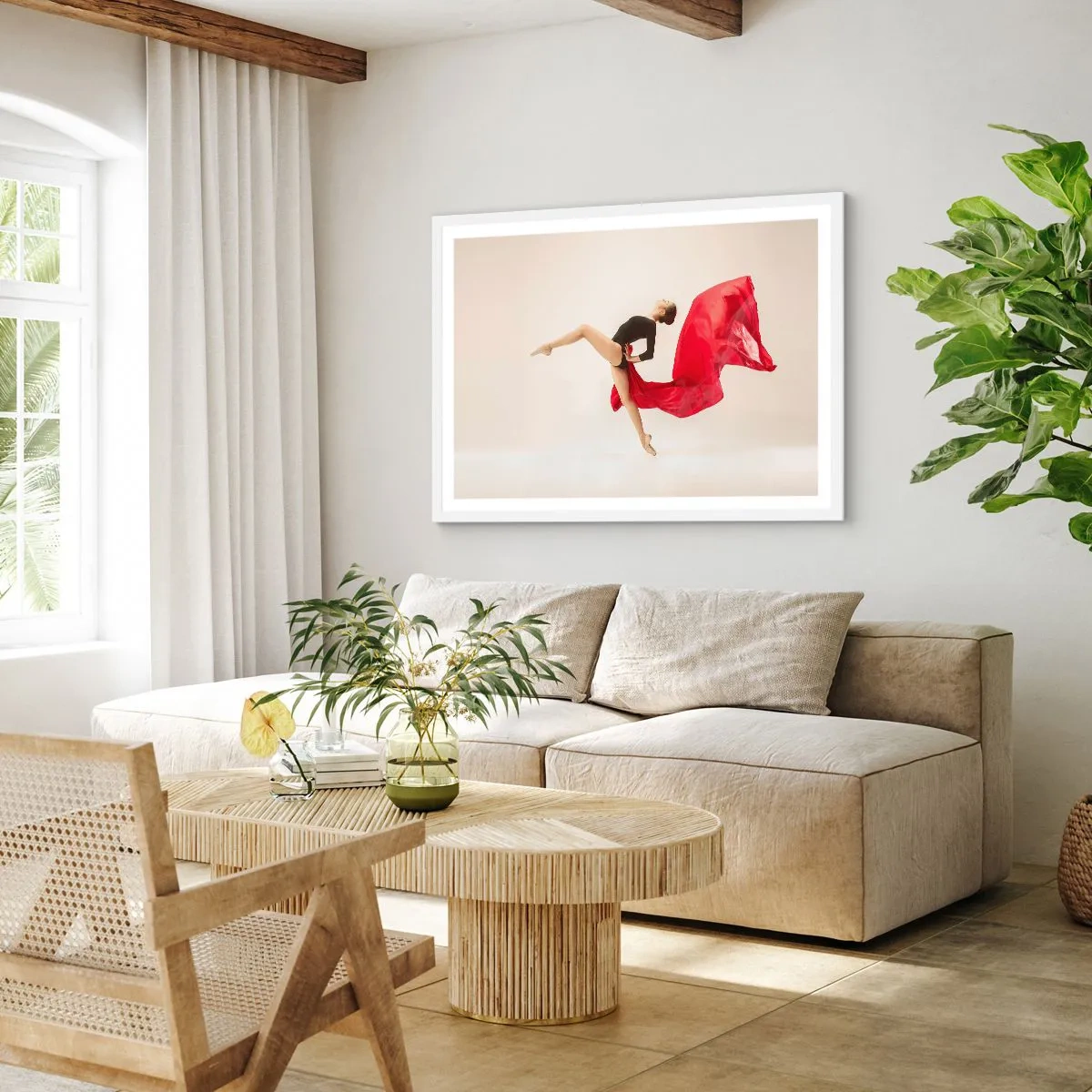 Pôster em moldura branca - Vermelho e preto - 40x30 cm