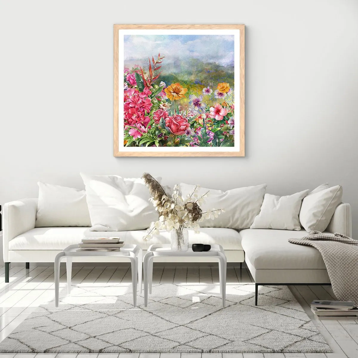 Pôster com moldura de carvalho claro - O jardim que enlouqueceu - 30x30 cm