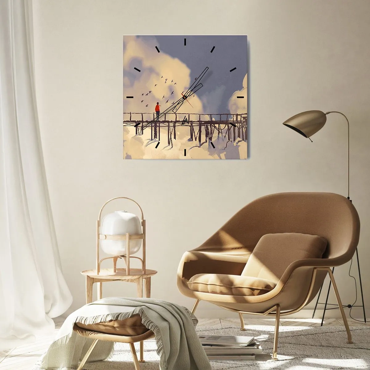 Relógio de parede - Relógio em vidro - Saudade azul - 40x40 cm