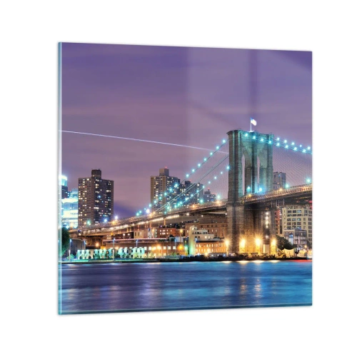 Quadro em vidro - Por muitos anos, a Ponte do Brooklyn - 70x70 cm
