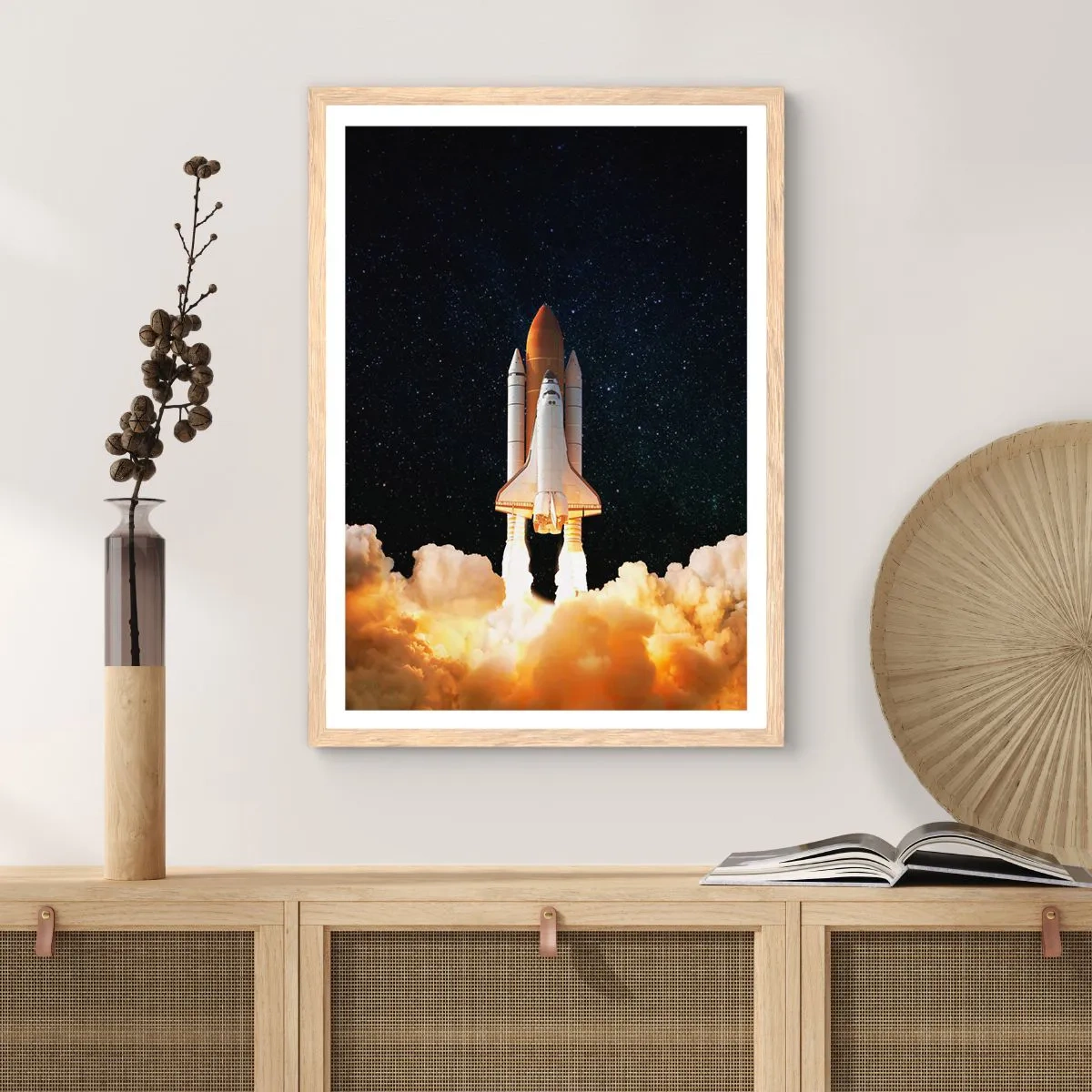 Pôster com moldura de carvalho claro - Ad astra! - 70x100 cm