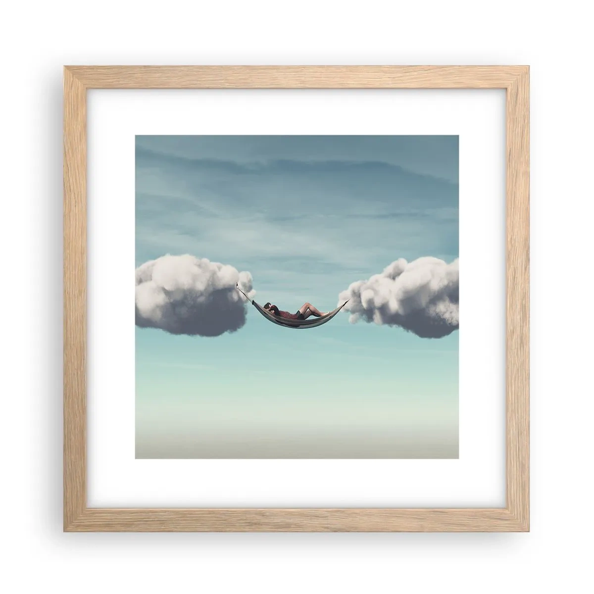 Pôster com moldura de carvalho claro - A felicidade do momento - 30x30 cm
