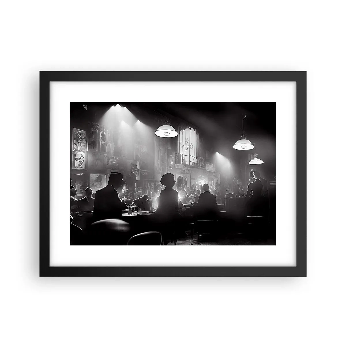 Pôster com moldura preta - Em uma atmosfera de jazz - 40x30 cm