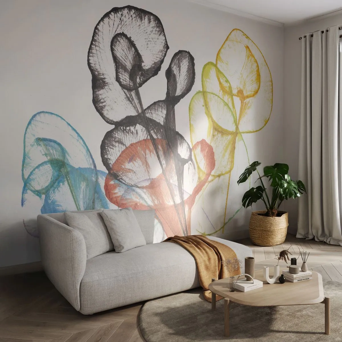Papel de Parede Premium Sand - Flores com alma - Flores, Abstração, Gráficos - 100x70 cm